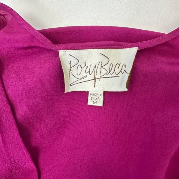 Rory Beca V-neck 100% Silk fushcia dress size Medium - Picture 6 of 9